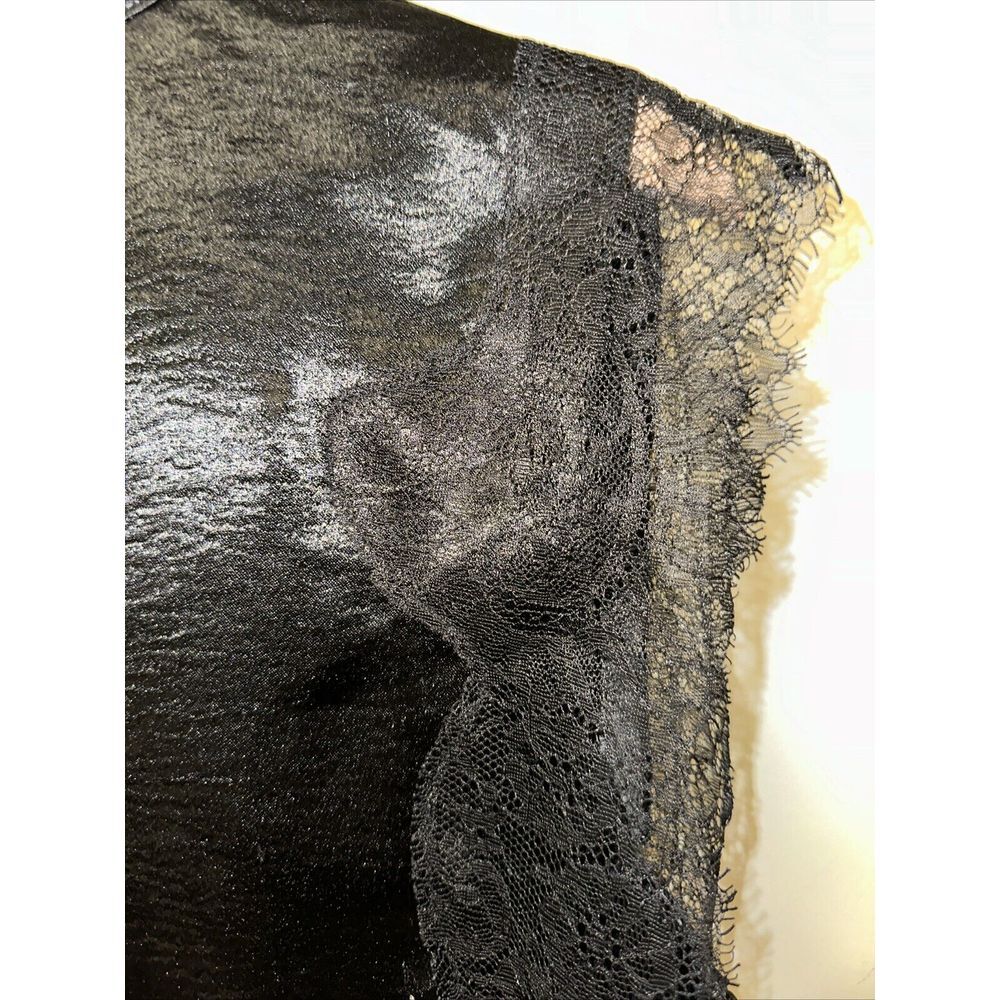 Victorias Secret Bodysuit Womens Satin Lace‎ Cap Sleeve V-Neck Polyester Black M - Picture 6 of 10